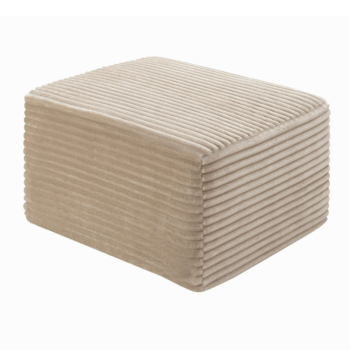 Corduroy Square Upholstered Ottoman, Soft Padded Foot Stool for Living Room Bedroom Decor - Sonkuki