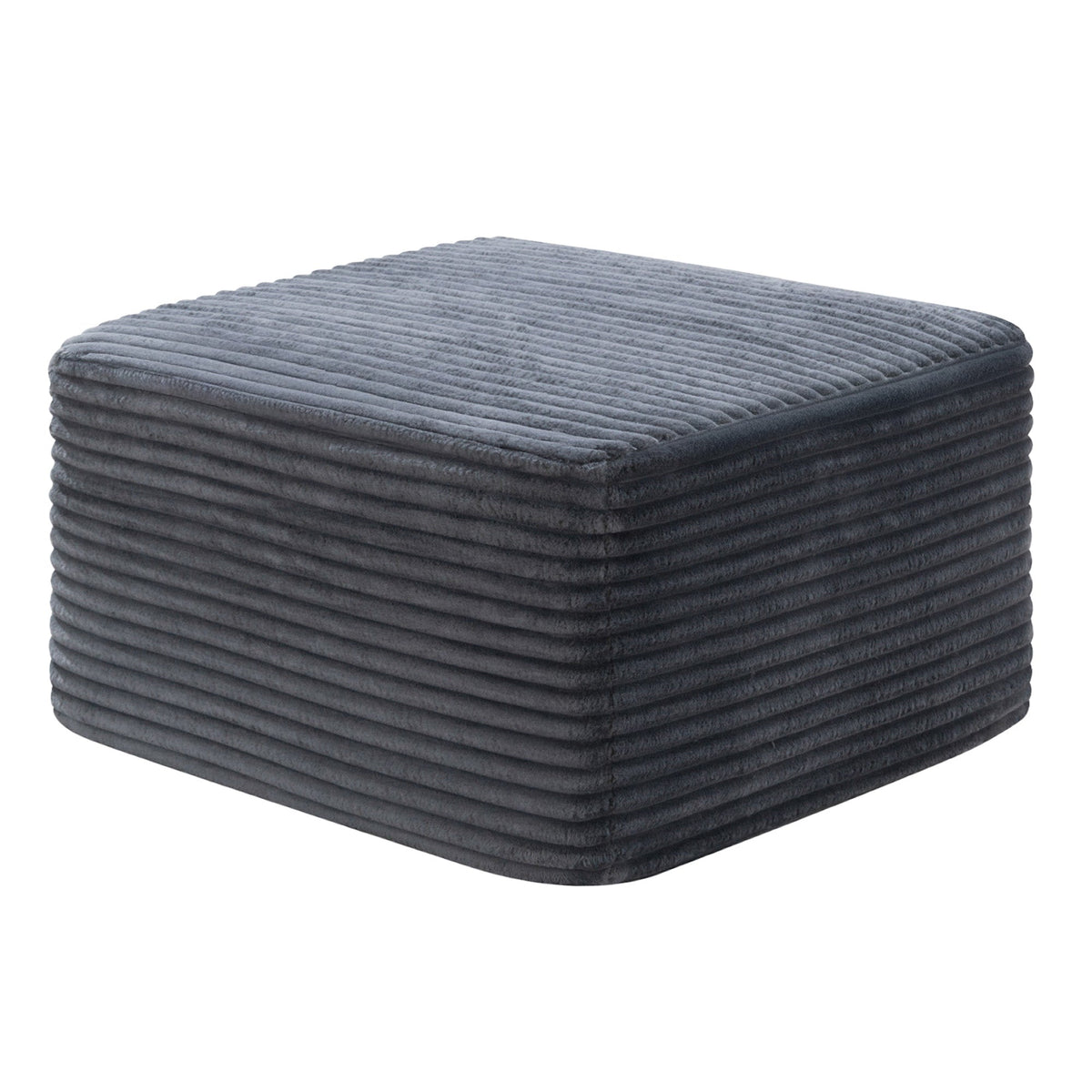Corduroy Square Upholstered Ottoman, Soft Padded Foot Stool for Living Room Bedroom Decor - Sonkuki