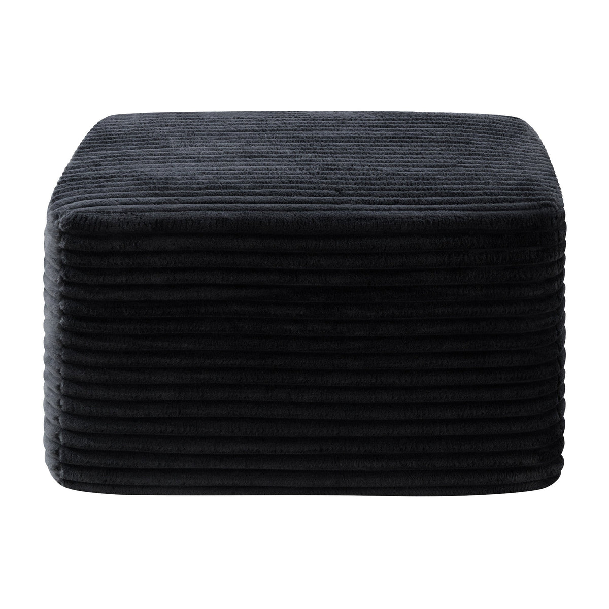 Corduroy Square Upholstered Ottoman, Soft Padded Foot Stool for Living Room Bedroom Decor - Sonkuki