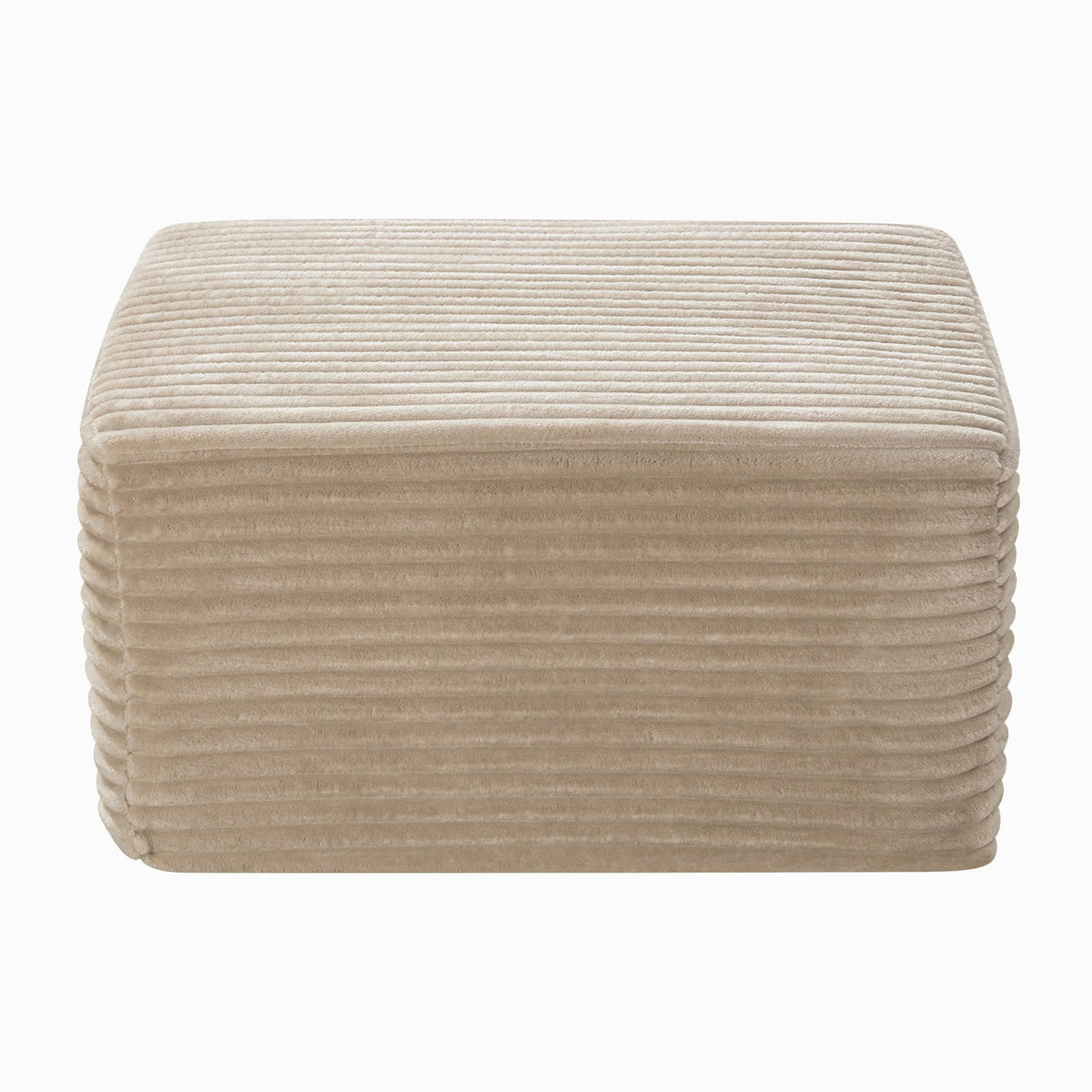 Corduroy Square Upholstered Ottoman, Soft Padded Foot Stool for Living Room Bedroom Decor - Sonkuki