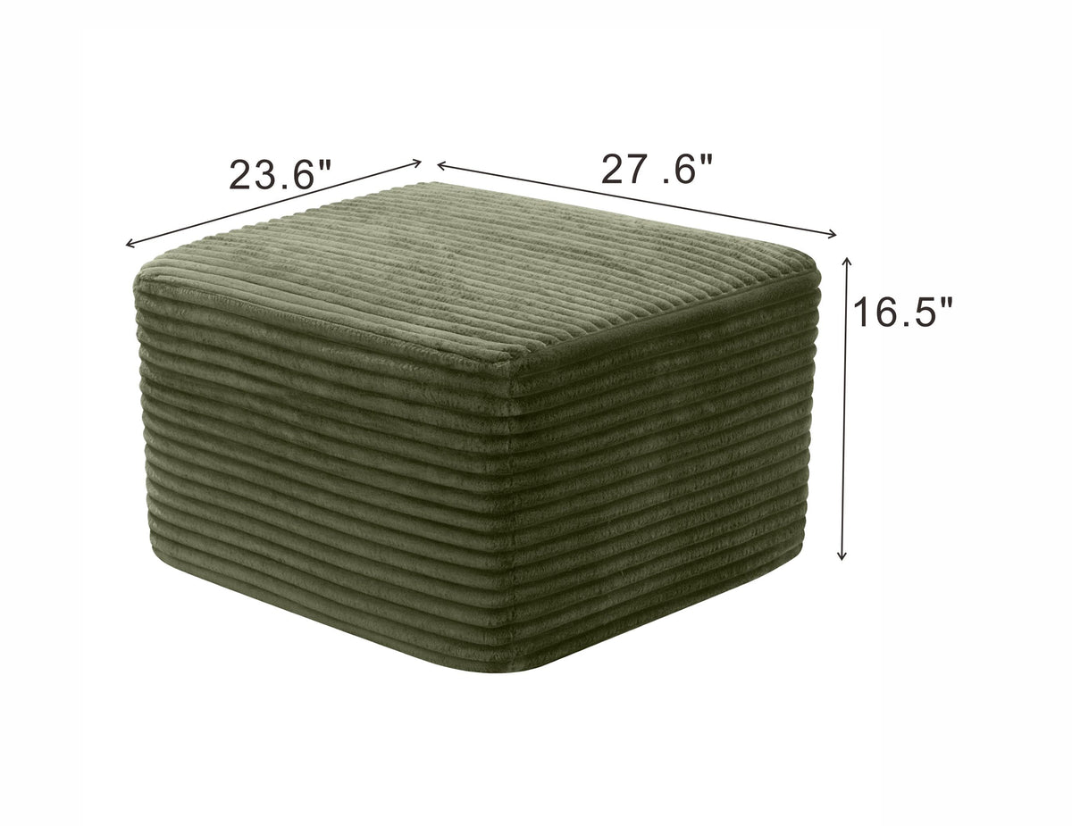 Corduroy Square Upholstered Ottoman, Soft Padded Foot Stool for Living Room Bedroom Decor - Sonkuki
