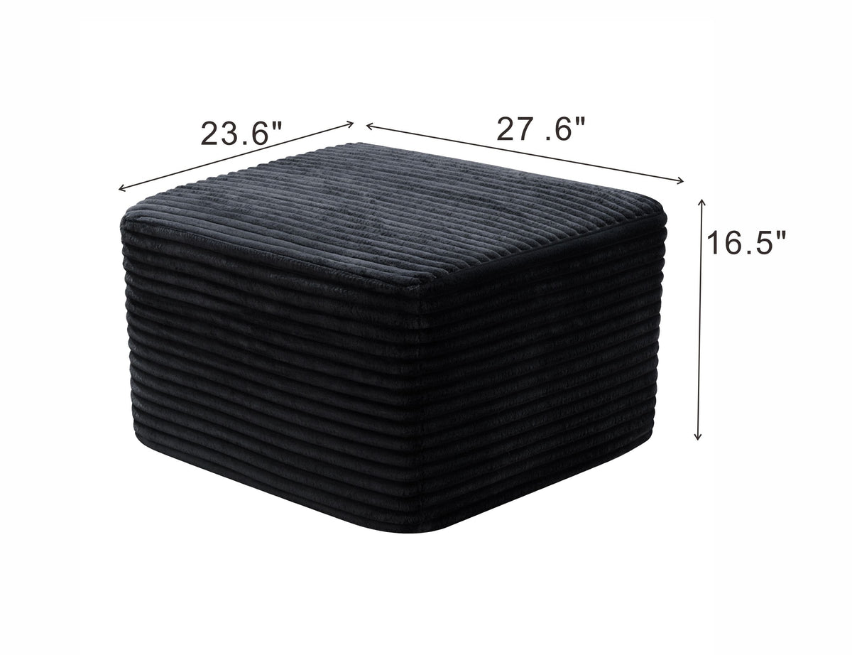 Corduroy Square Upholstered Ottoman, Soft Padded Foot Stool for Living Room Bedroom Decor - Sonkuki