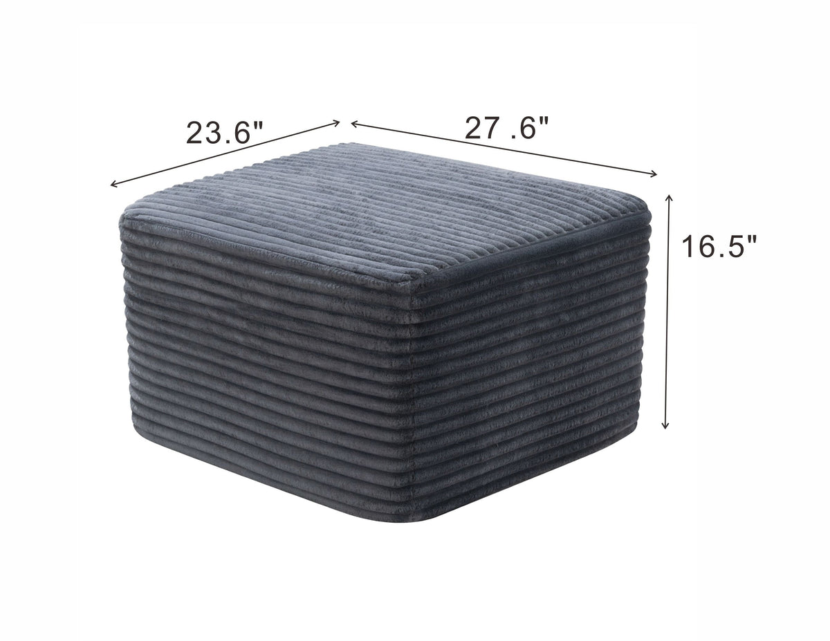 Corduroy Square Upholstered Ottoman, Soft Padded Foot Stool for Living Room Bedroom Decor - Sonkuki