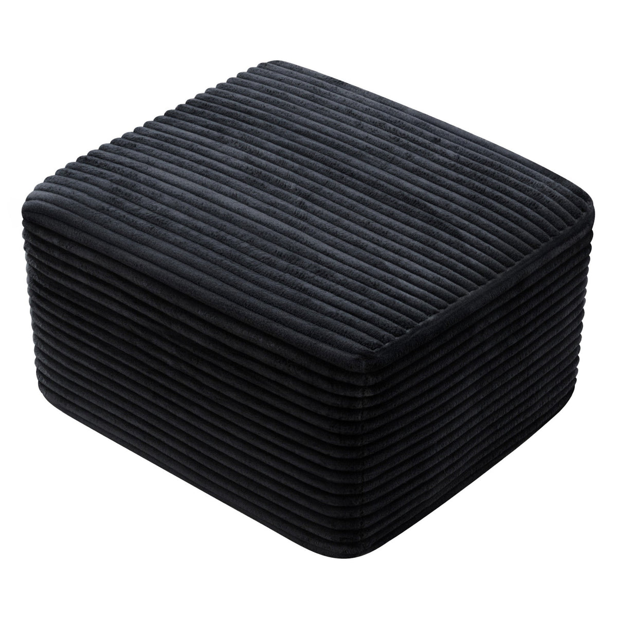 Corduroy Square Upholstered Ottoman, Soft Padded Foot Stool for Living Room Bedroom Decor - Sonkuki