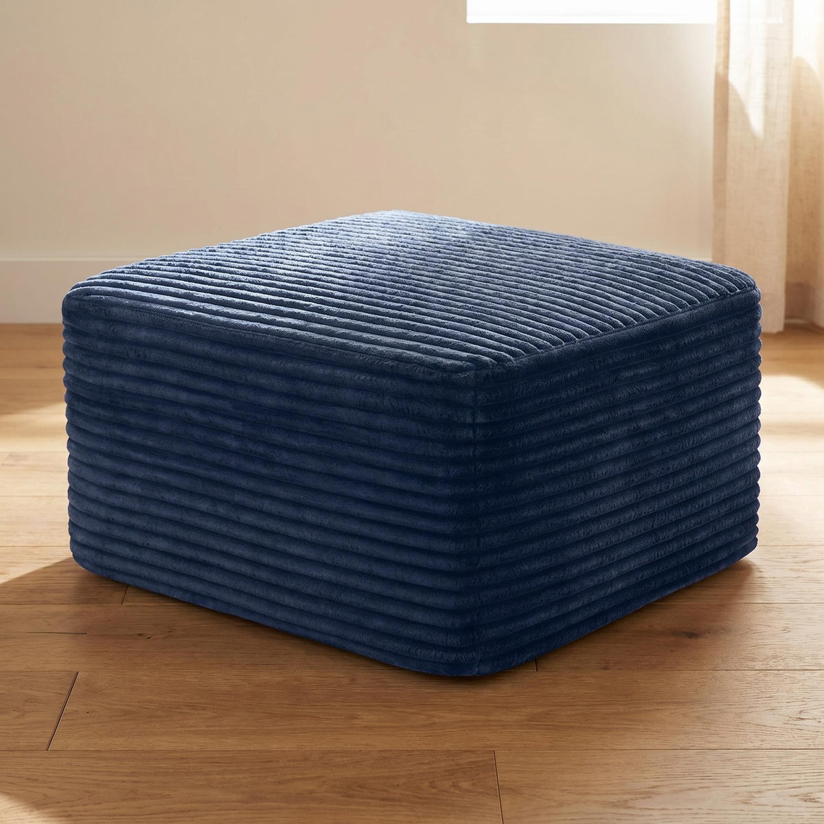 Corduroy Square Upholstered Ottoman, Soft Padded Foot Stool for Living Room Bedroom Decor - Sonkuki