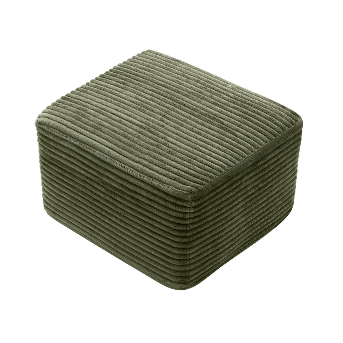 Corduroy Square Upholstered Ottoman, Soft Padded Foot Stool for Living Room Bedroom Decor - Sonkuki