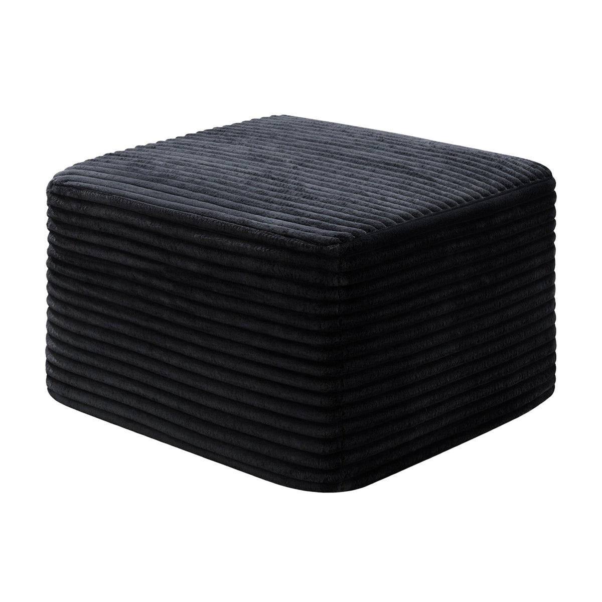 Corduroy Square Upholstered Ottoman, Soft Padded Foot Stool for Living Room Bedroom Decor - Sonkuki