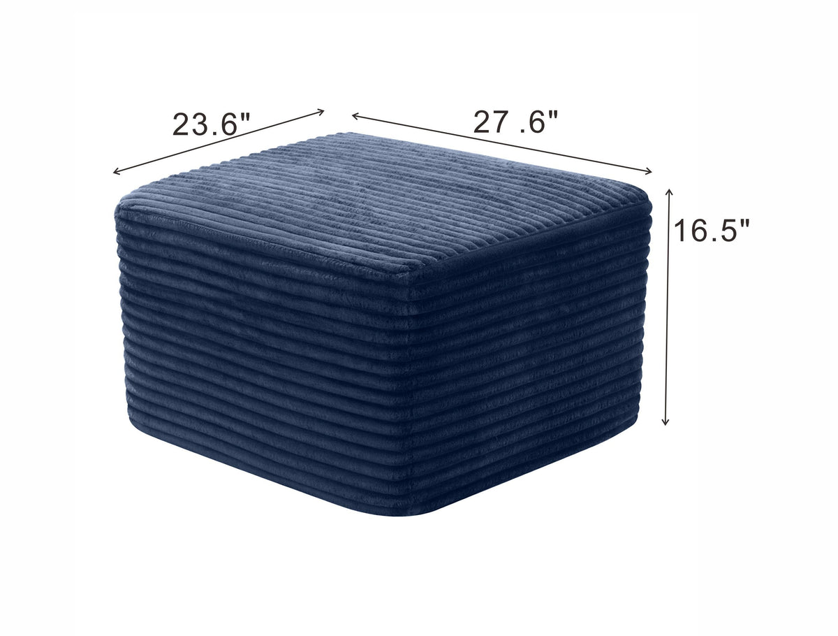 Corduroy Square Upholstered Ottoman, Soft Padded Foot Stool for Living Room Bedroom Decor - Sonkuki