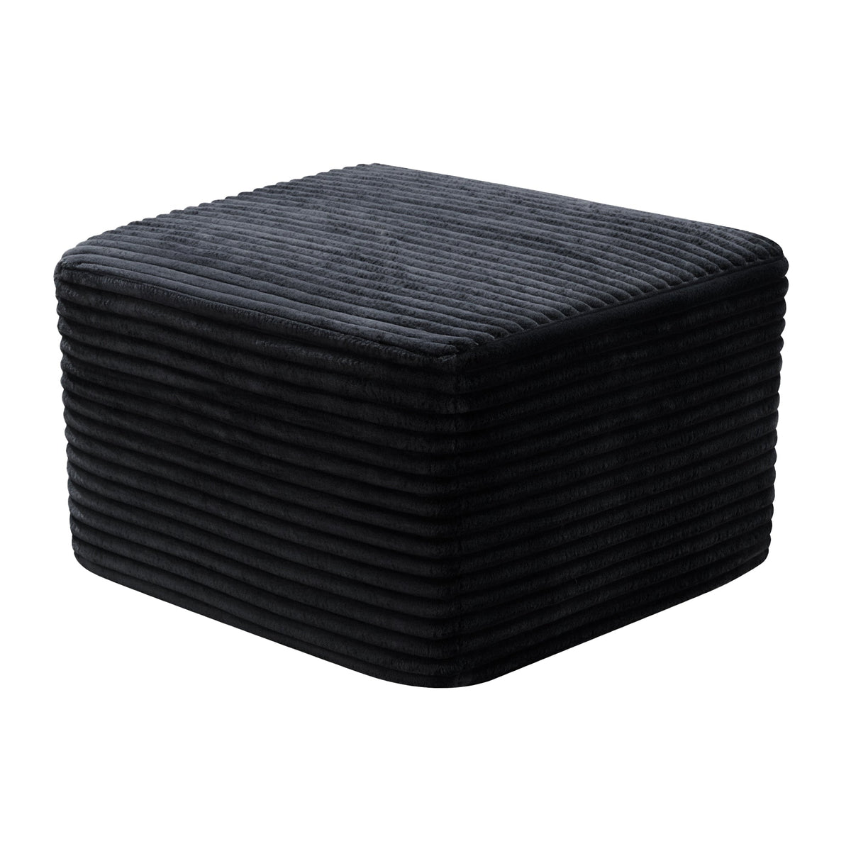 Corduroy Square Upholstered Ottoman, Soft Padded Foot Stool for Living Room Bedroom Decor - Sonkuki