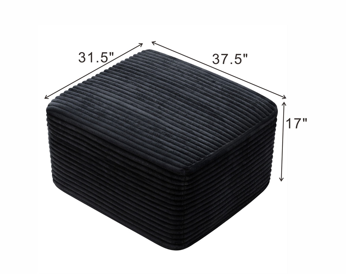 Corduroy Square Upholstered Ottoman, Soft Padded Foot Stool for Living Room Bedroom Decor - Sonkuki