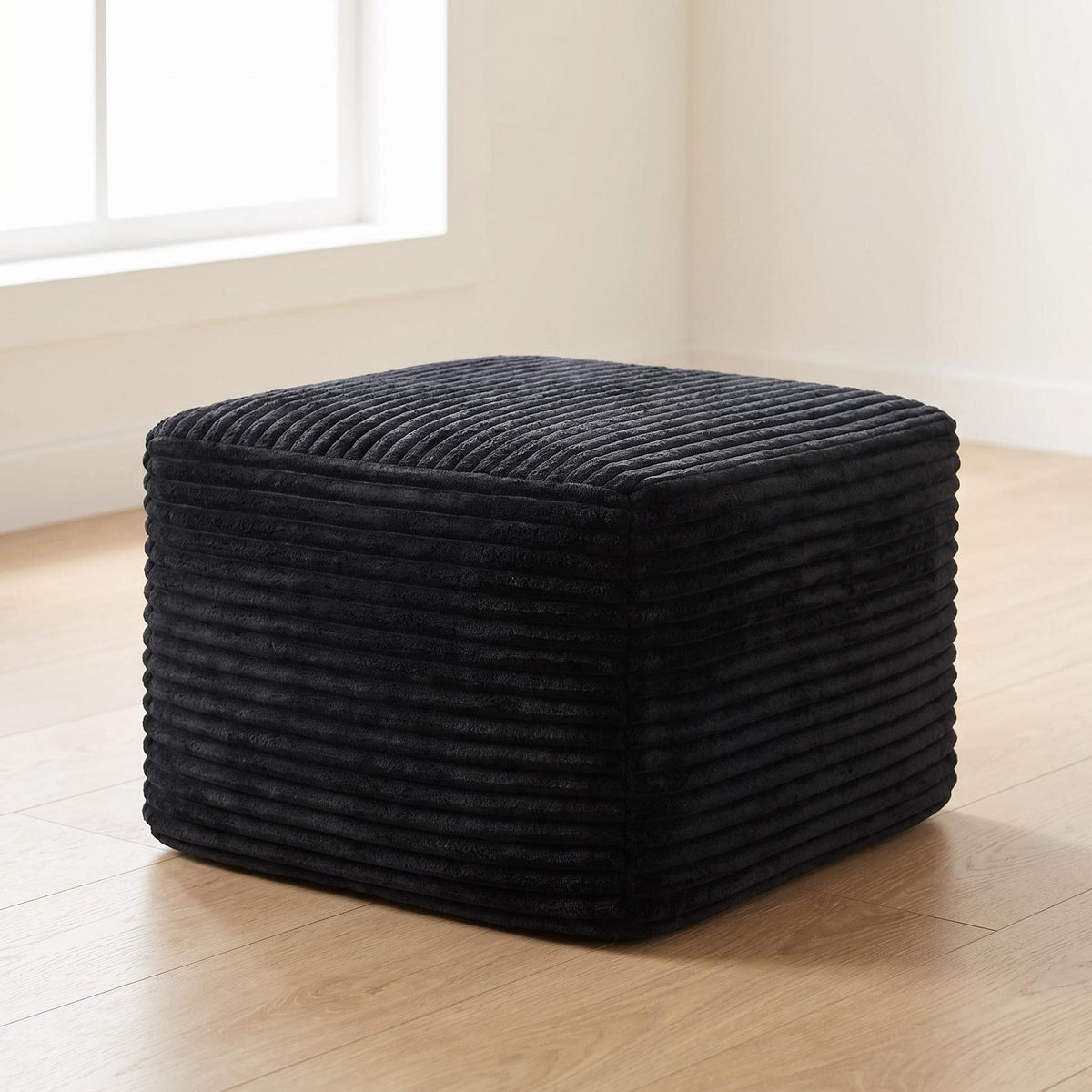 Corduroy Square Upholstered Ottoman, Soft Padded Foot Stool for Living Room Bedroom Decor - Sonkuki