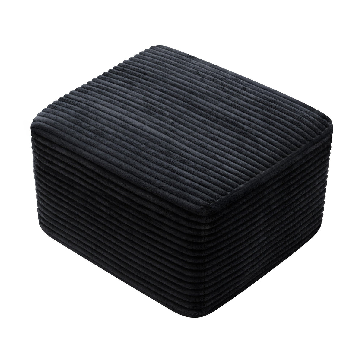 Corduroy Square Upholstered Ottoman, Soft Padded Foot Stool for Living Room Bedroom Decor - Sonkuki