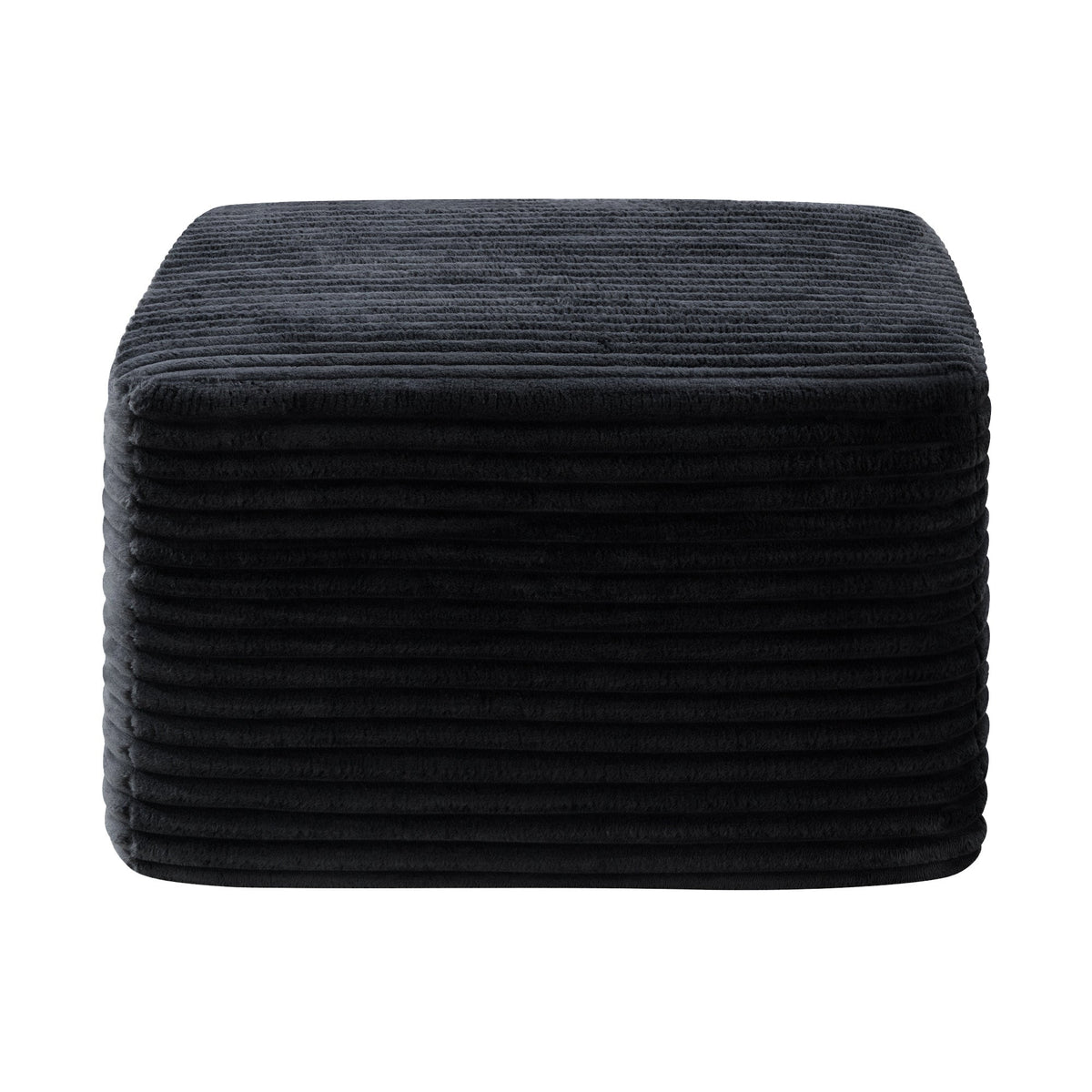 Corduroy Square Upholstered Ottoman, Soft Padded Foot Stool for Living Room Bedroom Decor - Sonkuki