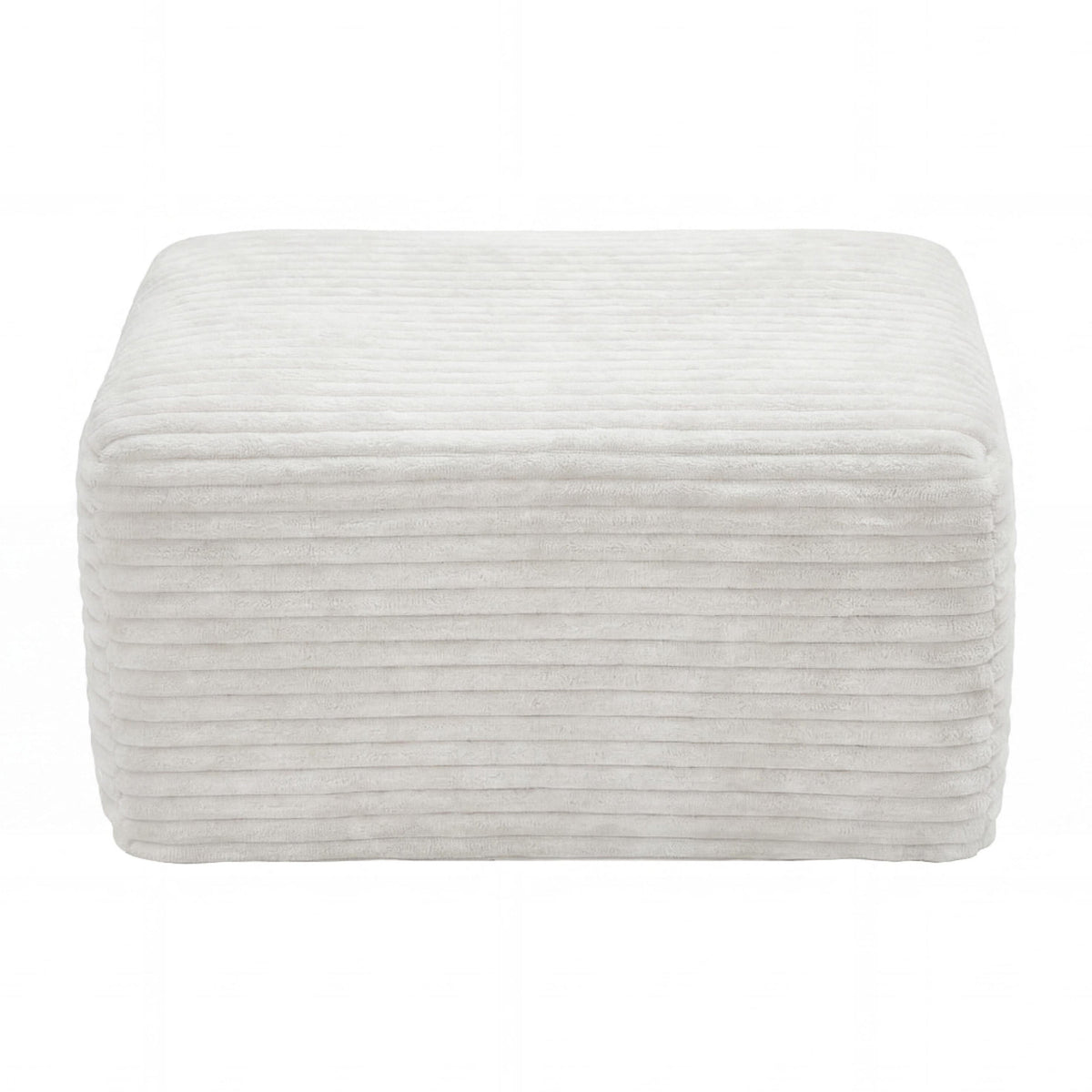 Corduroy Square Upholstered Ottoman, Soft Padded Foot Stool for Living Room Bedroom Decor - Sonkuki