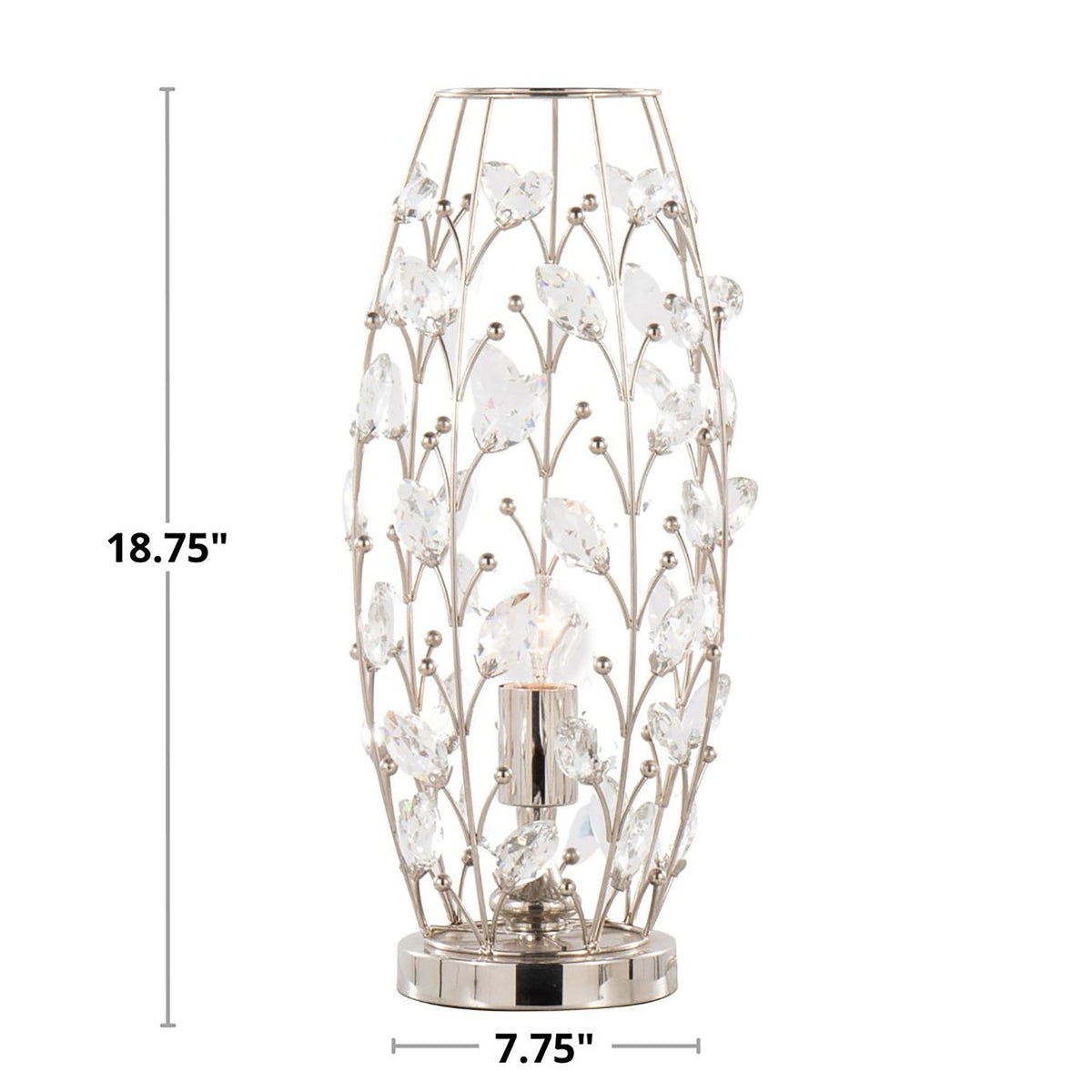 Crystal Buds 18" Contemporary Metal Uplight Lamp in Polished Nickel with Clear K9 Crystal Accents from Grandview Gallery by LumiSource - Sonkuki