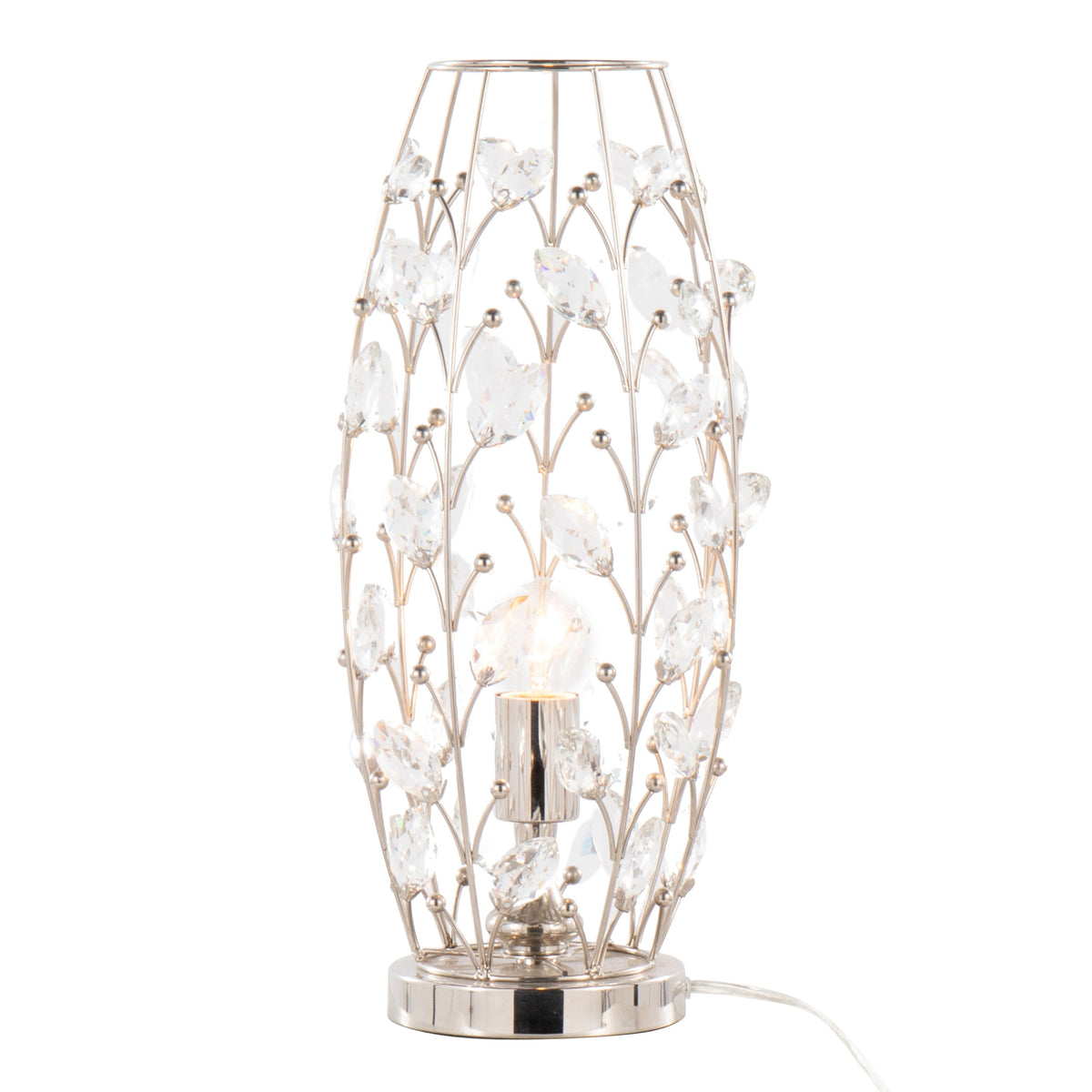 Crystal Buds 18" Contemporary Metal Uplight Lamp in Polished Nickel with Clear K9 Crystal Accents from Grandview Gallery by LumiSource - Sonkuki