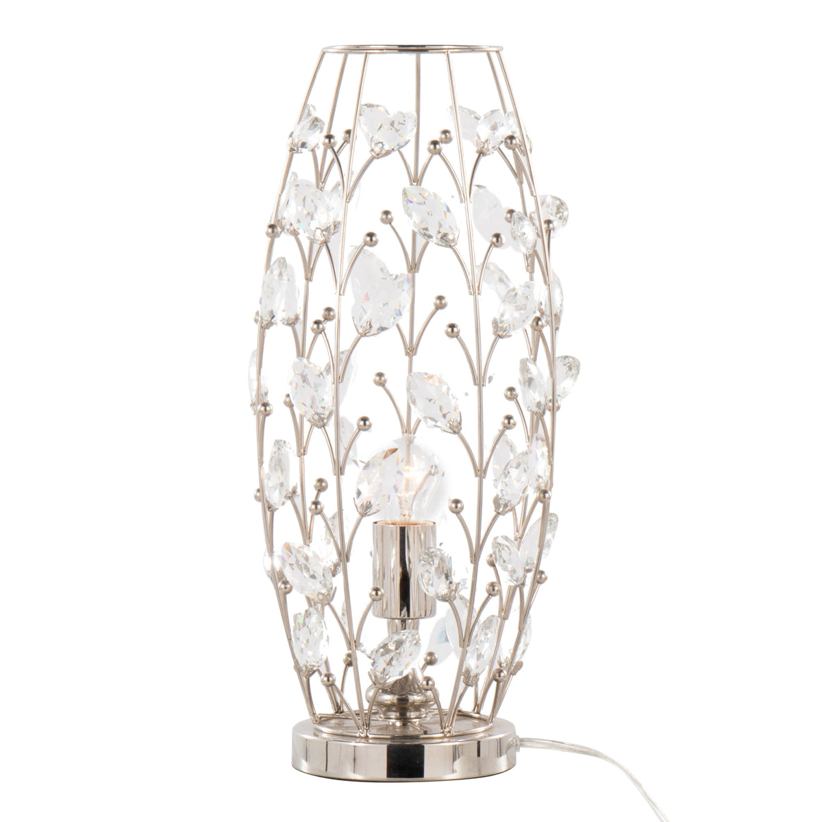 Crystal Buds 18" Contemporary Metal Uplight Lamp in Polished Nickel with Clear K9 Crystal Accents from Grandview Gallery by LumiSource - Sonkuki