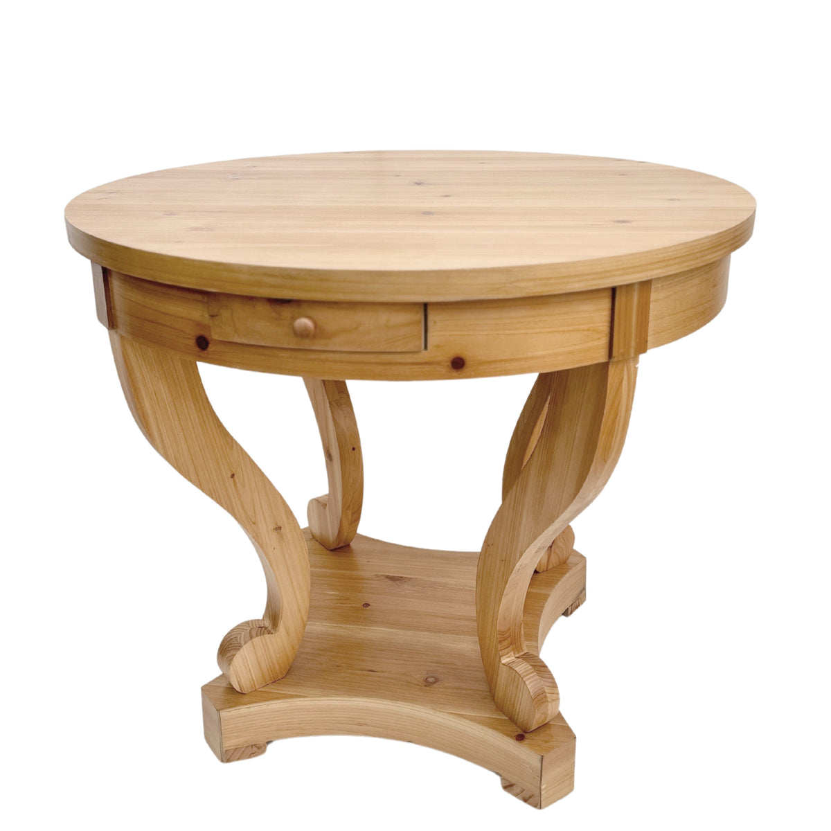 Curved Legs Farmhouse Style Small Size Round Dining Table End Table Side Table Coffee Table - Sonkuki