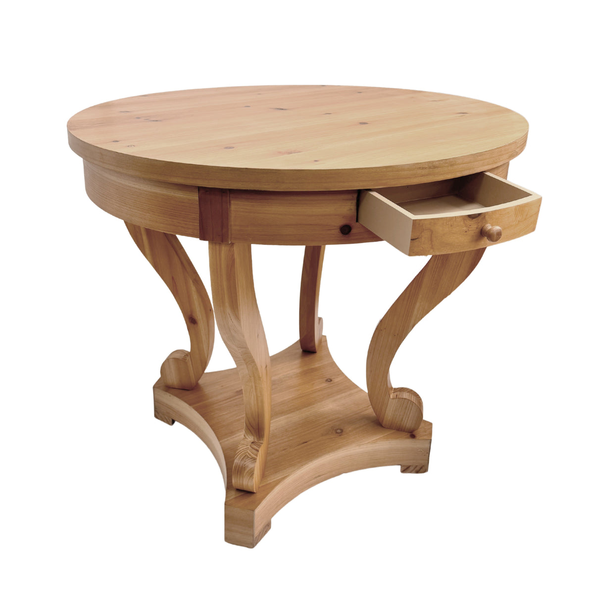 Curved Legs Farmhouse Style Small Size Round Dining Table End Table Side Table Coffee Table - Sonkuki