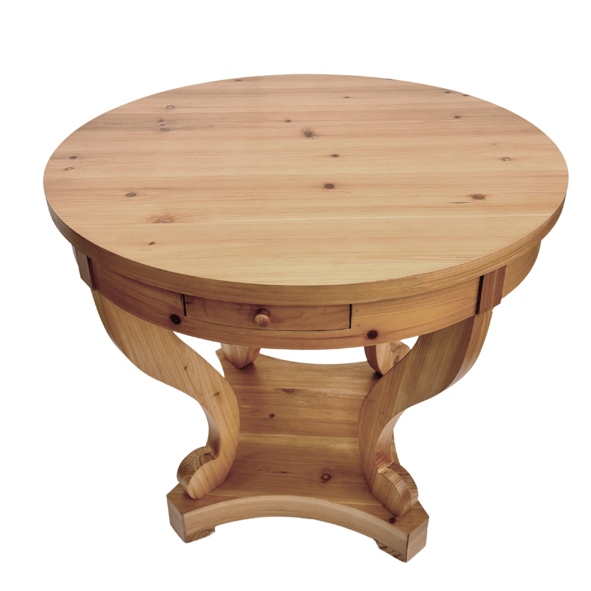 Curved Legs Farmhouse Style Small Size Round Dining Table End Table Side Table Coffee Table - Sonkuki