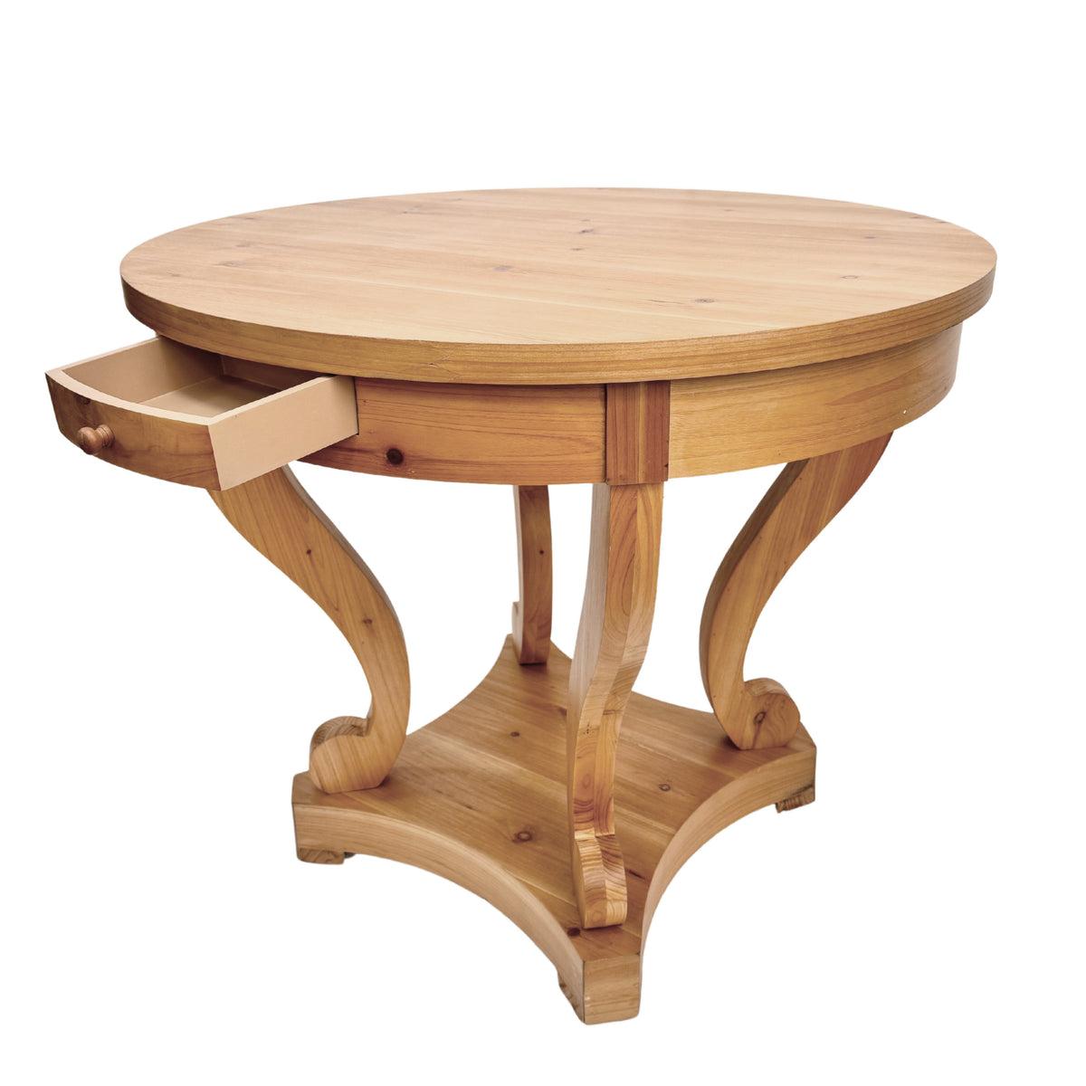 Curved Legs Farmhouse Style Small Size Round Dining Table End Table Side Table Coffee Table - Sonkuki