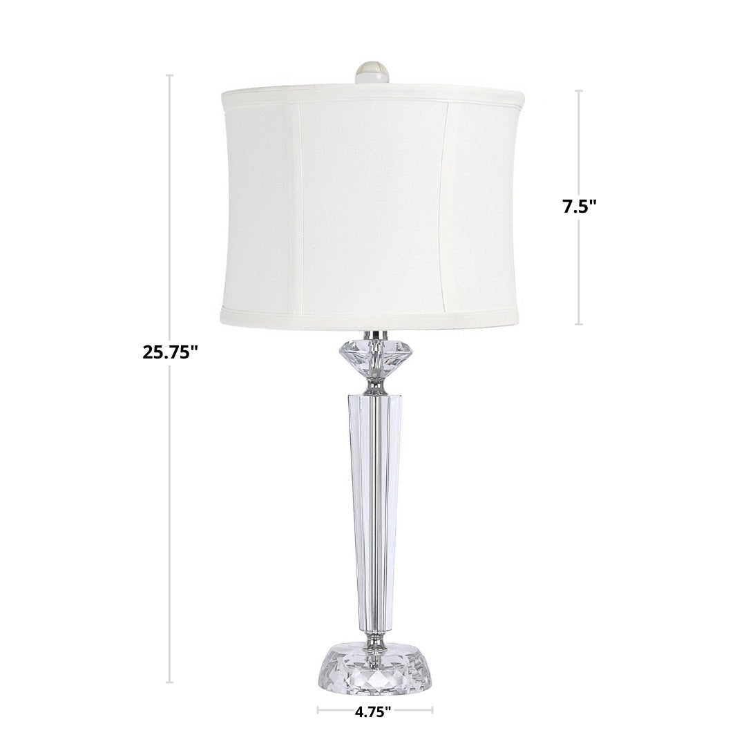 Diamond Torch 25" Contemporary Crystal Table Lamp in Clear K9 Crystal with Off-White Linen Shade and Polished Nickel Accents from Grandview Gallery by LumiSource - Set of 2 - Sonkuki
