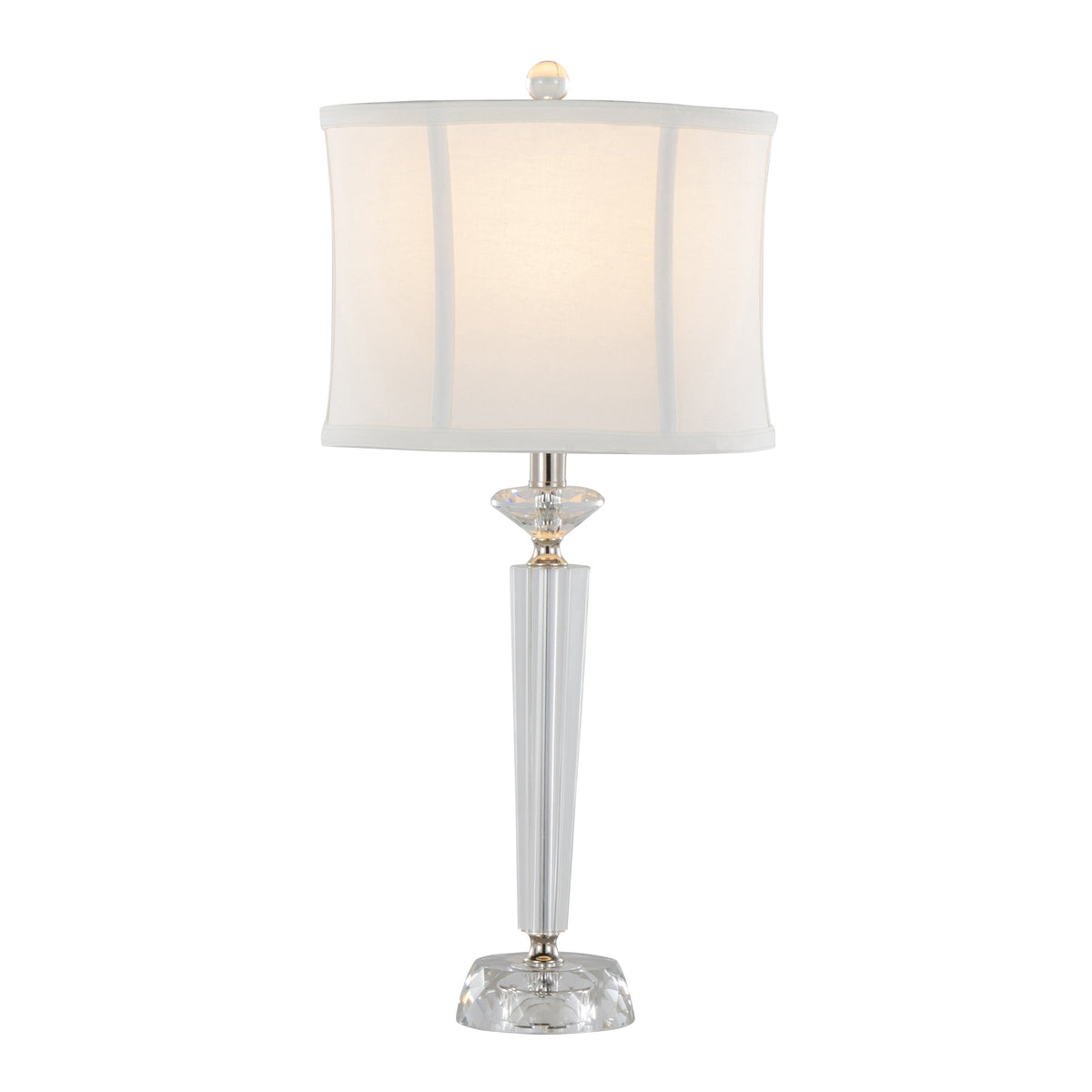 Diamond Torch 25" Contemporary Crystal Table Lamp in Clear K9 Crystal with Off-White Linen Shade and Polished Nickel Accents from Grandview Gallery by LumiSource - Set of 2 - Sonkuki