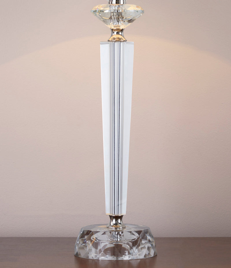 Diamond Torch 25" Contemporary Crystal Table Lamp in Clear K9 Crystal with Off-White Linen Shade and Polished Nickel Accents from Grandview Gallery by LumiSource - Set of 2 - Sonkuki