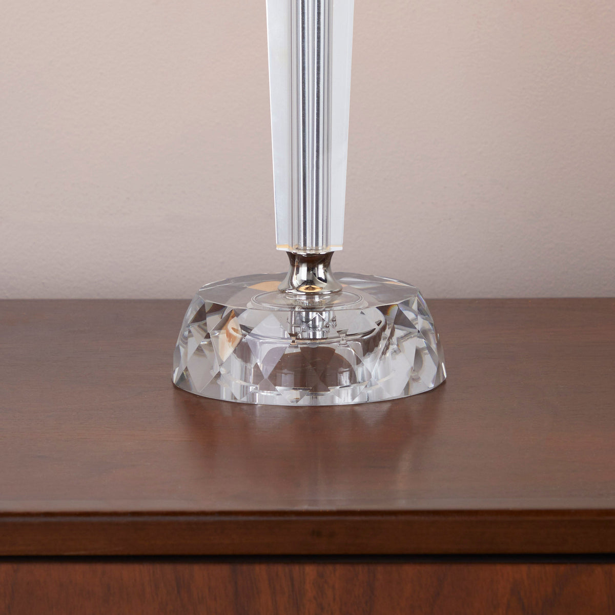 Diamond Torch 25" Contemporary Crystal Table Lamp in Clear K9 Crystal with Off-White Linen Shade and Polished Nickel Accents from Grandview Gallery by LumiSource - Set of 2 - Sonkuki