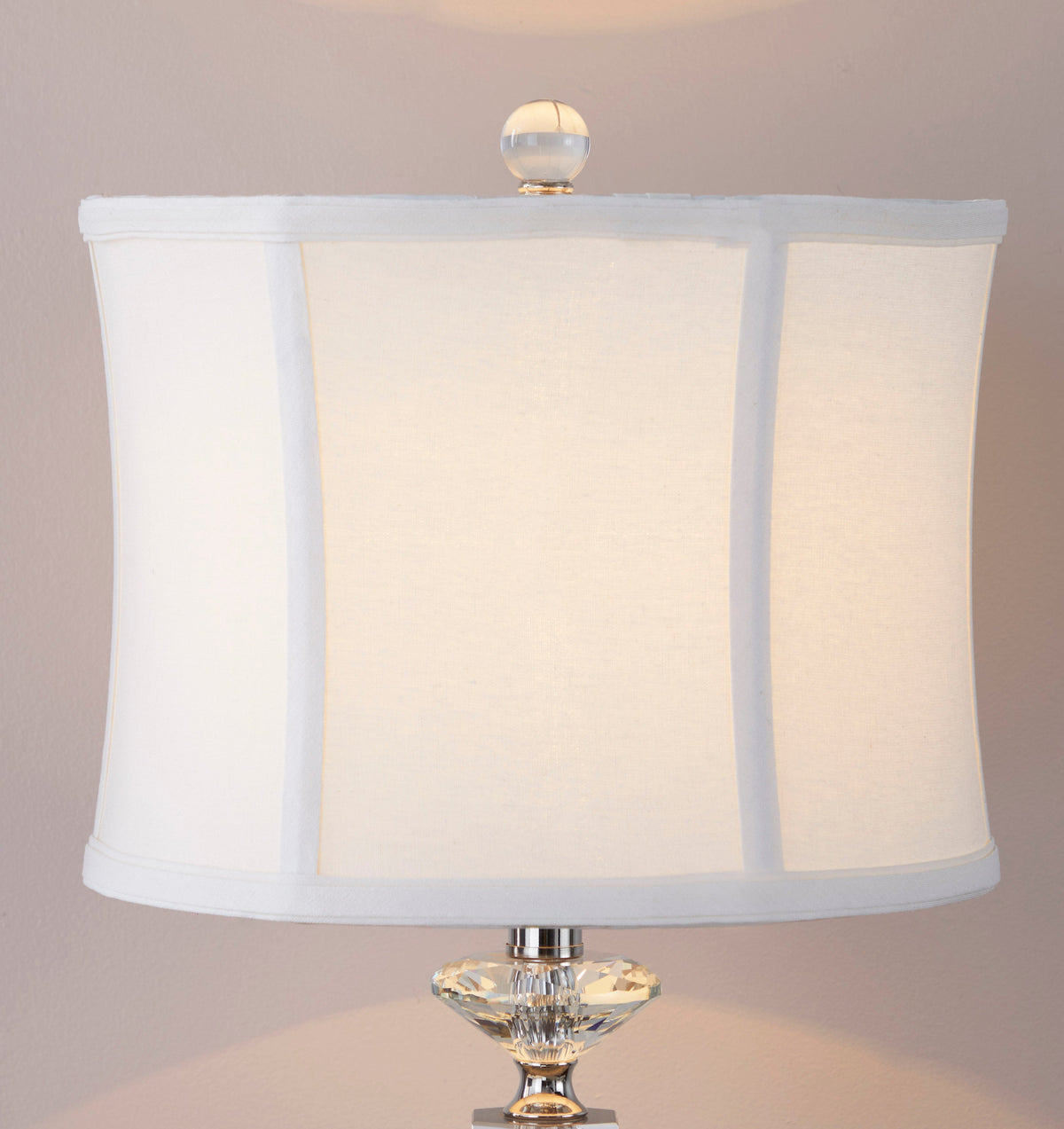Diamond Torch 25" Contemporary Crystal Table Lamp in Clear K9 Crystal with Off-White Linen Shade and Polished Nickel Accents from Grandview Gallery by LumiSource - Set of 2 - Sonkuki