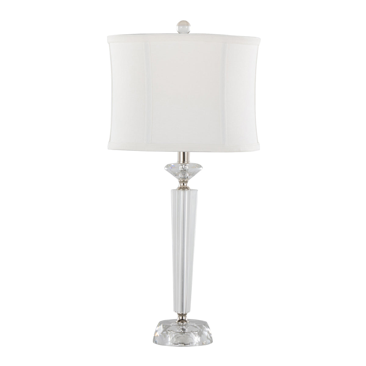 Diamond Torch 25" Contemporary Crystal Table Lamp in Clear K9 Crystal with Off-White Linen Shade and Polished Nickel Accents from Grandview Gallery by LumiSource - Set of 2 - Sonkuki