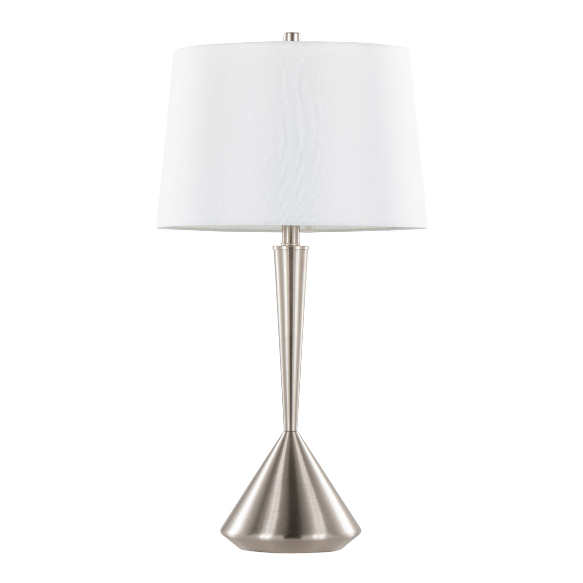 Diva 29" Contemporary Metal Table Lamp in Brushed Nickel with White Linen Shade by LumiSource - Set of 2 - product image 3