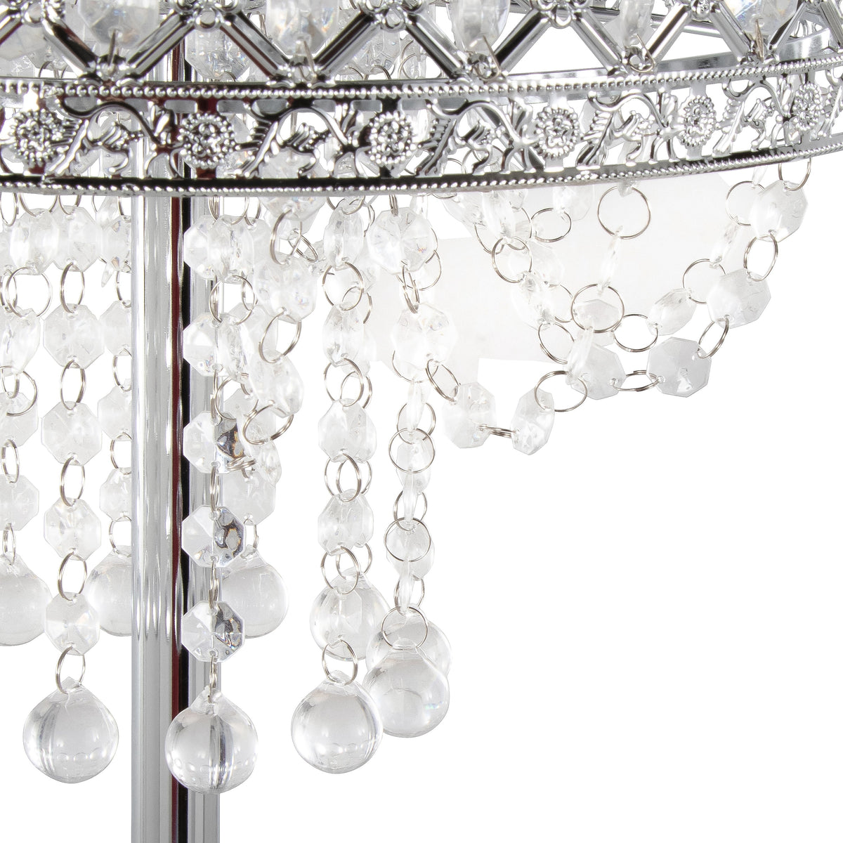 Droplets Sleek 60" Contemporary Metal Floor Lamp in Chrome Metal and Clear Crystal Accents from Grandview Gallery by LumiSource - Sonkuki
