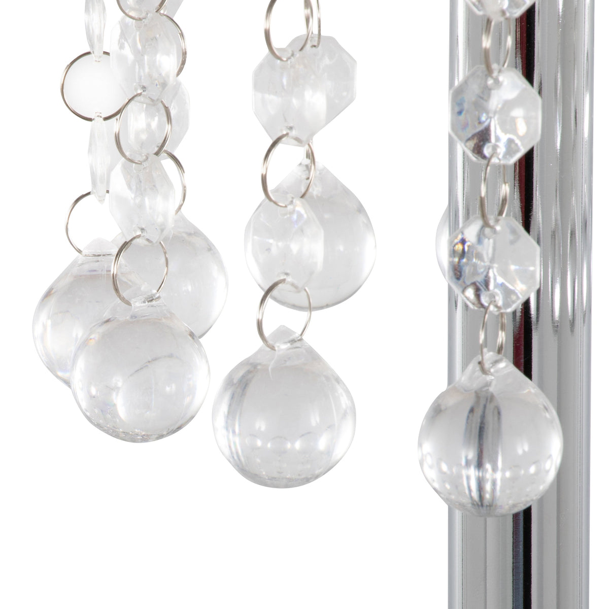 Droplets Sleek 60" Contemporary Metal Floor Lamp in Chrome Metal and Clear Crystal Accents from Grandview Gallery by LumiSource - Sonkuki