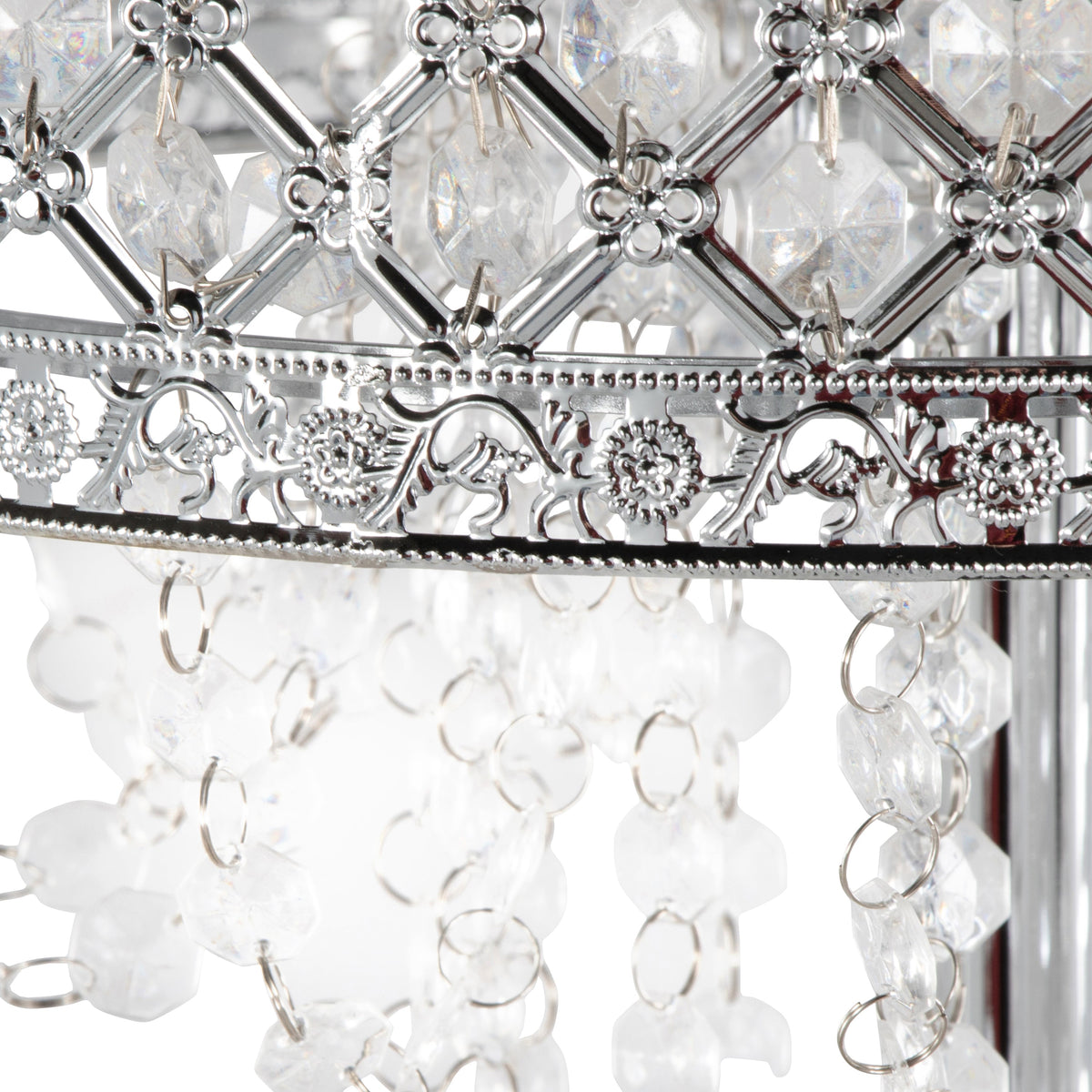 Droplets Sleek 60" Contemporary Metal Floor Lamp in Chrome Metal and Clear Crystal Accents from Grandview Gallery by LumiSource - Sonkuki