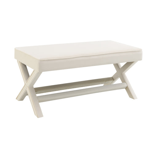 Dutch Velvet Bench with X-Legs and Lower Shelf - product image 2