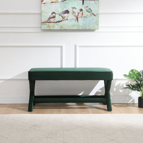 Dutch Velvet Bench with X-Legs and Lower Shelf - product image 11