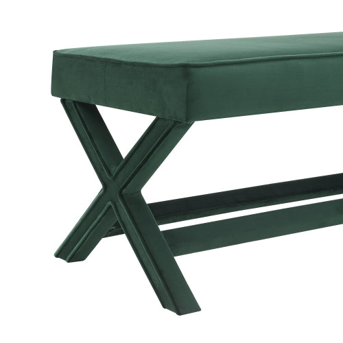 Dutch Velvet Bench with X-Legs and Lower Shelf - product image 13