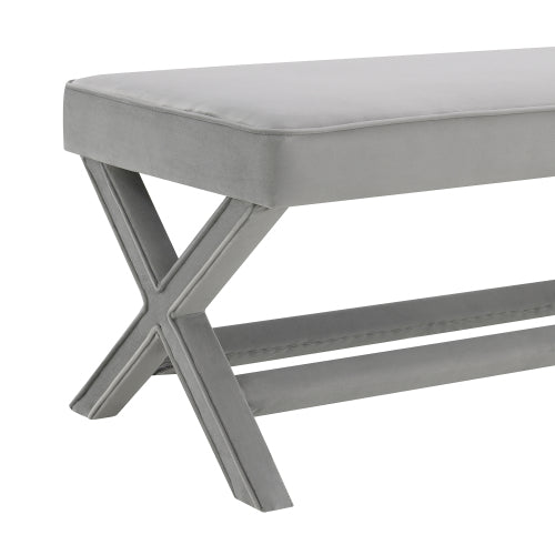 Dutch Velvet Bench with X-Legs and Lower Shelf - product image 18