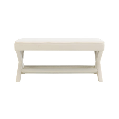 Dutch Velvet Bench with X-Legs and Lower Shelf - product image 3