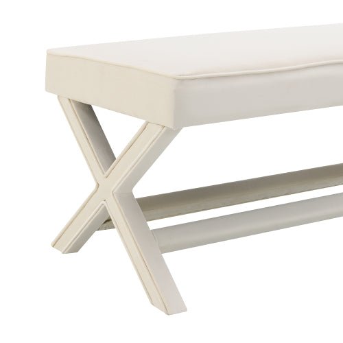 Dutch Velvet Bench with X-Legs and Lower Shelf - Sonkuki