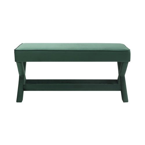 Dutch Velvet Bench with X-Legs and Lower Shelf - Sonkuki