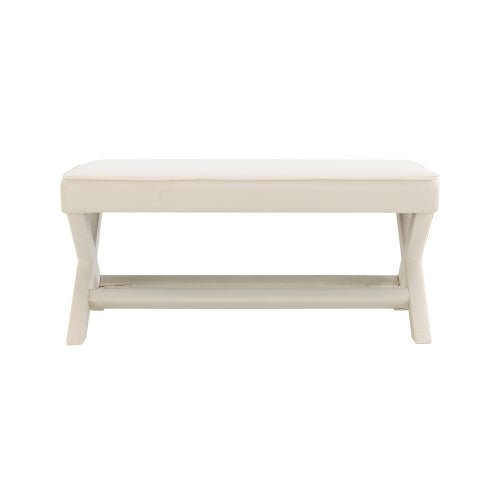Dutch Velvet Bench with X-Legs and Lower Shelf - Sonkuki