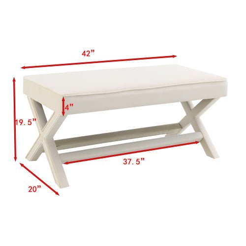 Dutch Velvet Bench with X-Legs and Lower Shelf - Sonkuki