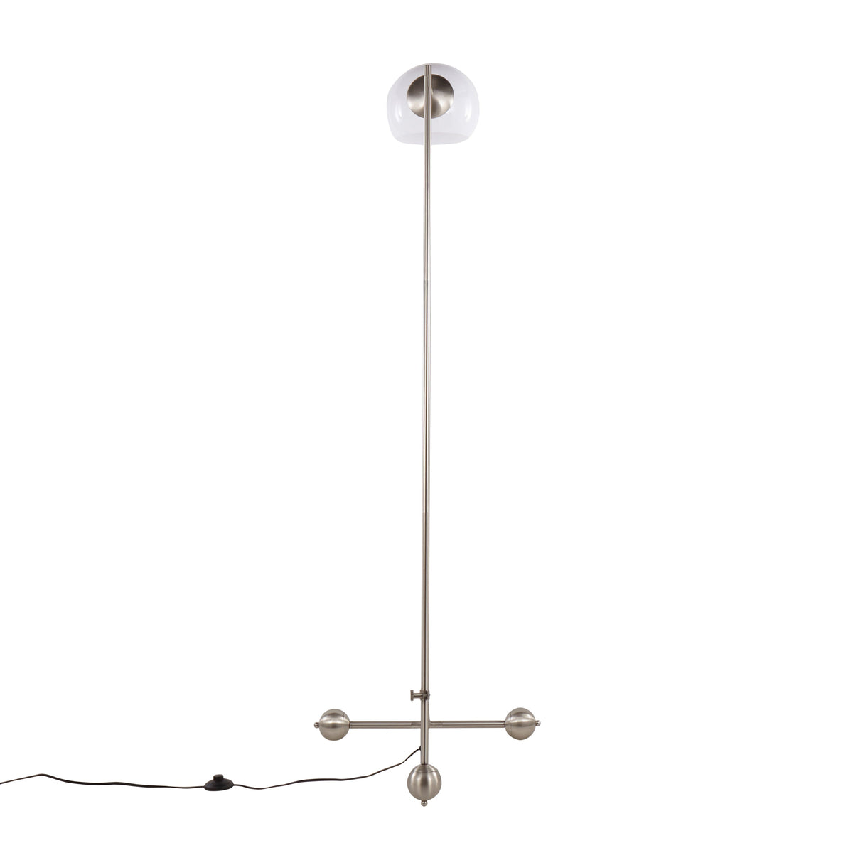 Eileen Contemporary Floor Lamp in Brushed Nickel with White Plastic Shade by LumiSource - Sonkuki