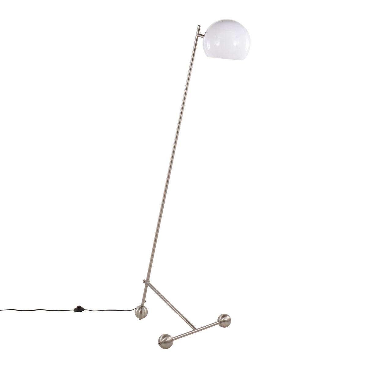 Eileen Contemporary Floor Lamp in Brushed Nickel with White Plastic Shade by LumiSource - Sonkuki