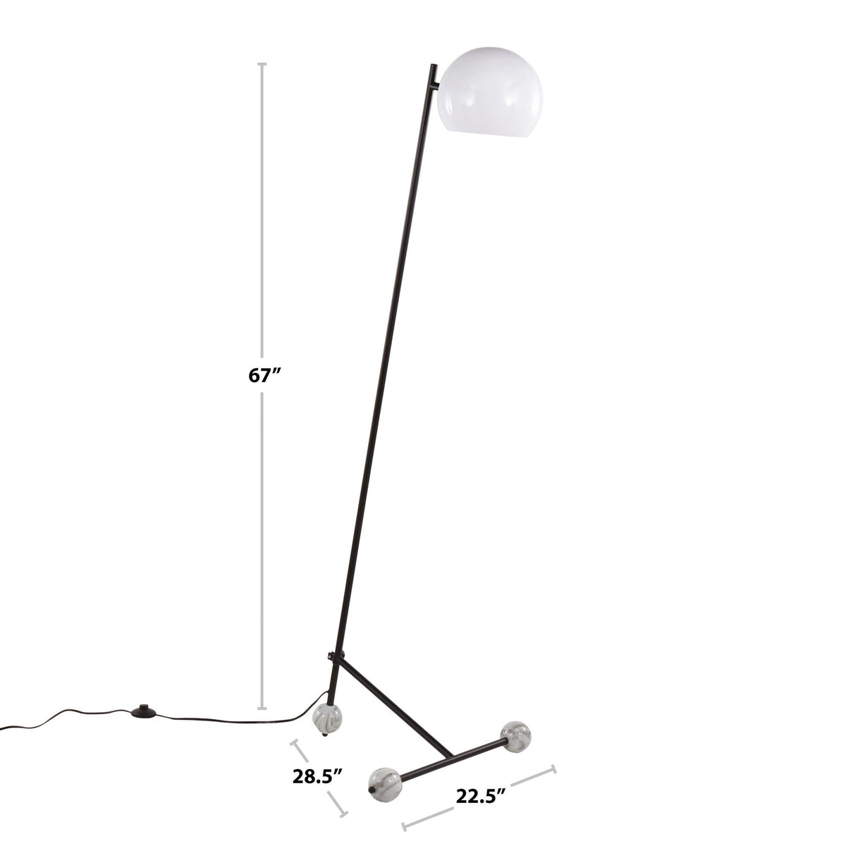 Eileen Contemporary Floor Lamp in Brushed Nickel with White Plastic Shade by LumiSource - Sonkuki