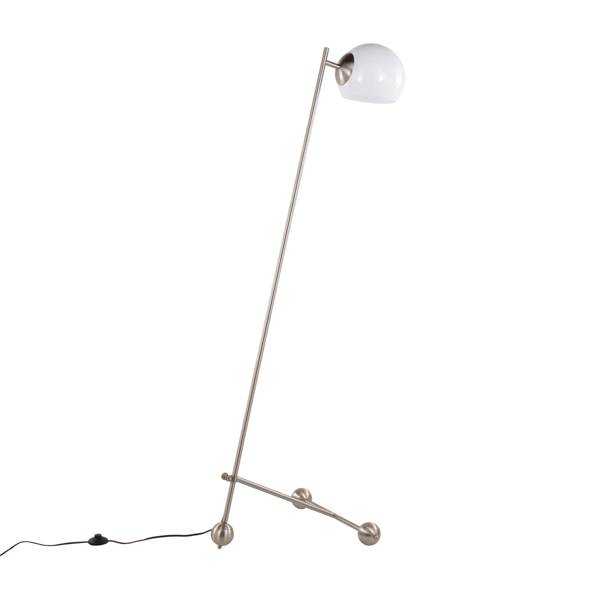 Eileen Contemporary Floor Lamp in Brushed Nickel with White Plastic Shade by LumiSource - Sonkuki