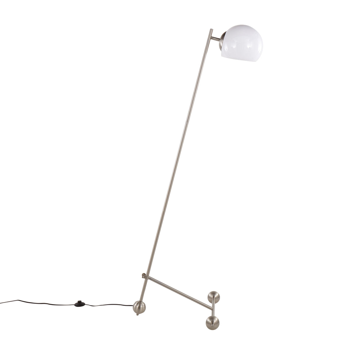 Eileen Contemporary Floor Lamp in Brushed Nickel with White Plastic Shade by LumiSource - Sonkuki