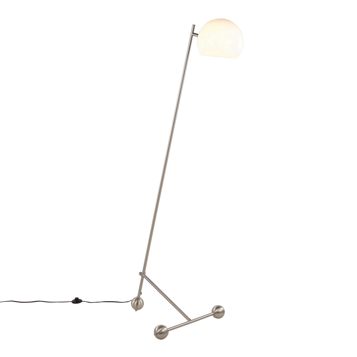 Eileen Contemporary Floor Lamp in Brushed Nickel with White Plastic Shade by LumiSource - Sonkuki